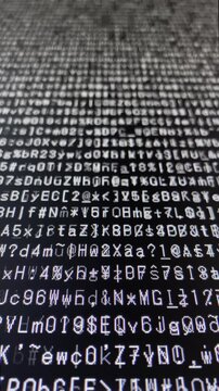 コンピュータ空間のランダムな文字列・さまざまな文字を含むデータベース・エンコードされたプログラム内のデータセット・数学的計算・大規模言語モデル・機械翻訳・英数字記号・縦長・ビデオ