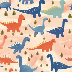 Fototapeta premium Dinosaur pattern animal backgrounds applique.