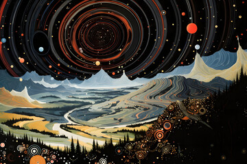 Obraz premium illustration of planets and galaxy, science fiction wallpaper Deep space beauty 3D render 