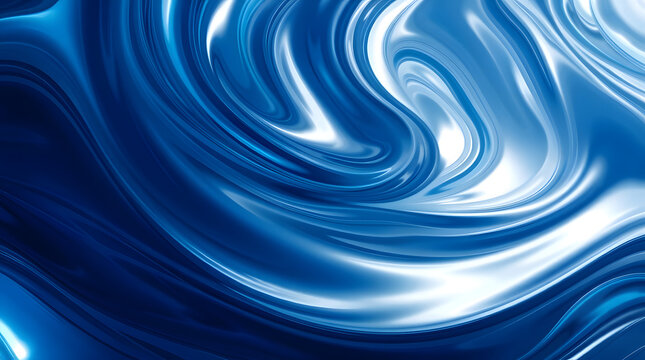 Swirling silver and blue patterns with glossy metallic finish and fluid movement | generative AI