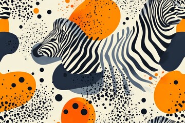 Black and white zebra patterns with vibrant orange and grey shapes for creative design inspiration