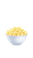 Bowl of Popcorn on White Background
