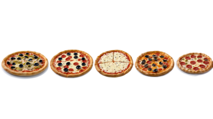 Freshly baked pizza with a crispy crust and colorful toppings isolated on a clean PNG background, featuring a blend of vibrant vegetables, cheese, and meats, ideal for culinary designs and food advert