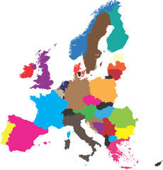 map of Europe with many colors