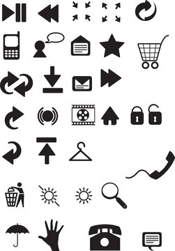 black symbols and silhouette icons