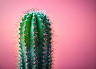 Naklejka premium A prickly pear, close-up, against a vibrant pink backdrop.