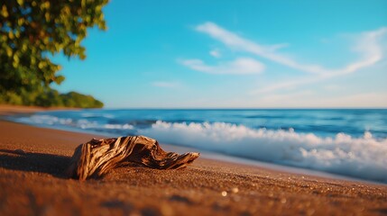 Driftwood on a Tropical Sunset Beach