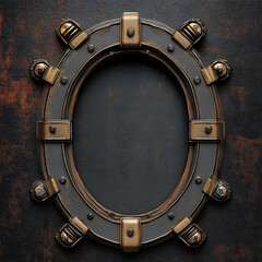 Rustic Oval Metal Frame with Grunge Texture
