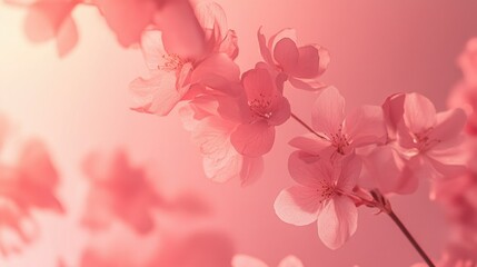 Blossoming Cherry Blossoms in Soft Pink Light