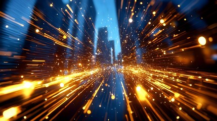 Dynamic City Night Lightspeed Motion Blur