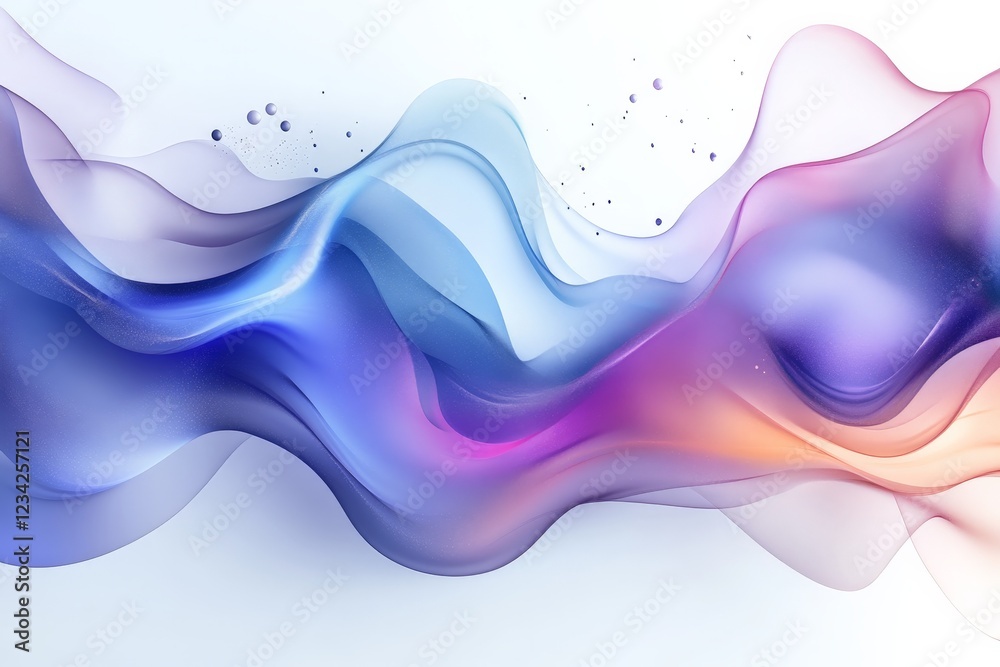 Poster Flowing waves of color create a dynamic abstract composition with vibrant hues and smooth gradients in a serene setting