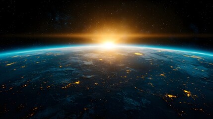 Earth Sunrise From Space: Golden Hour Glow