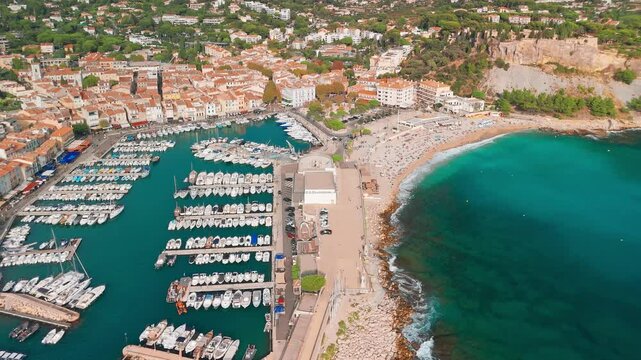 Aerial view of Cassis on the French Riviera, southern France
