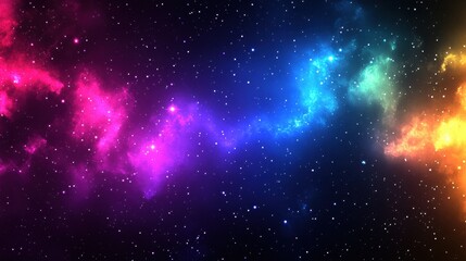 Naklejka premium Colorful Cosmic Nebula Against a Starry Background in Deep Space