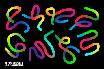 Abstract line background with gradient. Swirl Elements with Gradients. Carnival 3D Pattern. On black background