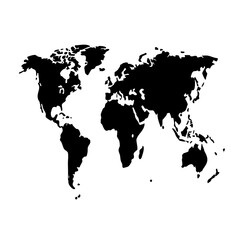 Obraz premium Black and White World Map Silhouette