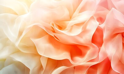 Obraz premium Peach and cream fabric texture, soft folds, abstract background, ideal for textile design