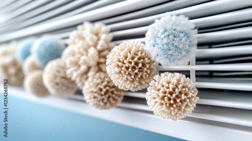 Poster Decorative textured spheres in soft color tones on a white background