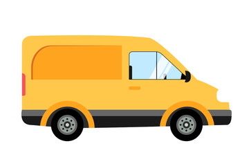 Yellow truck on isolated white background. Vector illustration.