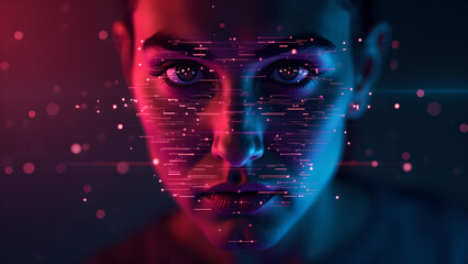 Digital face portrait with dynamic data overlays