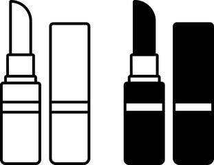 Lipstick Icons. Black and White Vector Icons. Cosmetic Product. Brazilian Carnival Concept