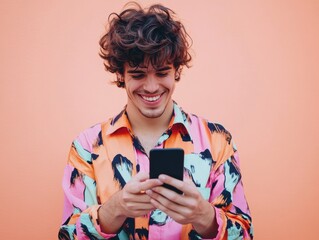 Casually Stylish Man Engrossed in His Phone