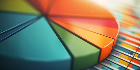 A colorful pie chart overlaid on a data table, illustrating statistical information.