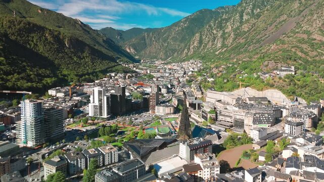 Aerial view of Andorra la Vella, the capital of Andorra