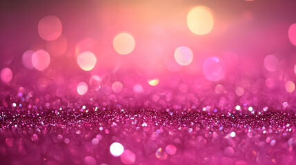 Colorful bokeh effects create a shimmering backdrop with pink hues and sparkling lights during a festive night celebration