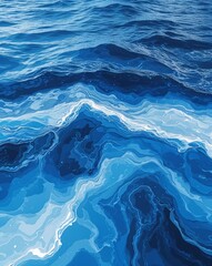 Obraz premium Sky blue shifting into ocean blue rippling water gradient texture background