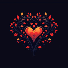 heart with flowers, Generative AI	