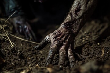 Fototapeta premium Person's hands digging or planting in dirt