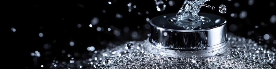 Close-up shot of water flowing from a faucet