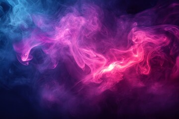 Colorful vapor swirling in vibrant hues of pink and blue, creating an abstract atmosphere of dynamic movement and depth