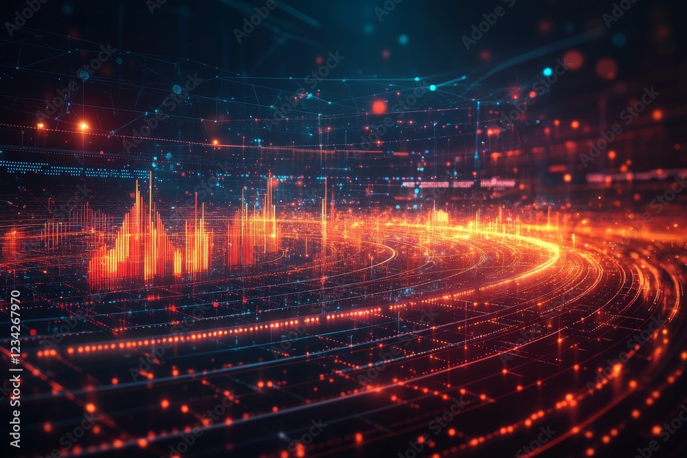 Aufkleber Vibrant visual representation of data trends in a dynamic digital environment