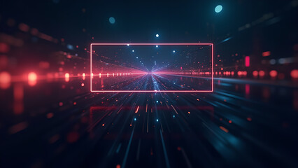 Abstract Futuristic Glowing Data Stream Neon Frame