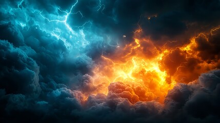 Fototapeta premium Fiery and Blue Storm Clouds