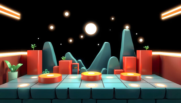 Retro game platform video game 3D illustration , with white tonespng