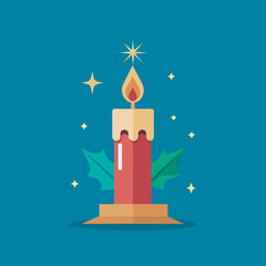 christmas card with candle