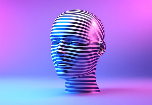 A head with a blue and white striped pattern - Powered by Adobe