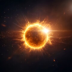 Fototapeta premium Fiery Cosmic Sun in Dark Space