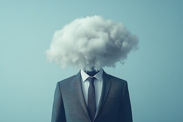 Suit-Wearing Man with Cloud Head