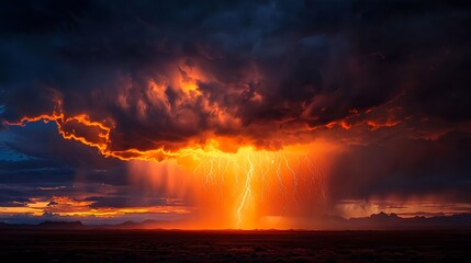 Obraz premium Fiery Desert Sunset Storm
