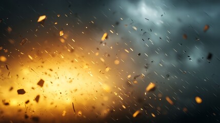 Fiery Explosion Debris Dark Background