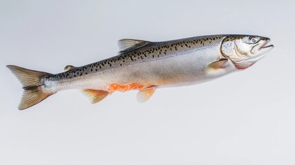 Naklejka premium A single fish suspended in mid-air, no apparent support or water in sight