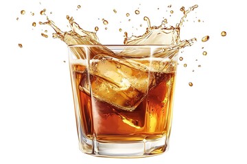 Crystal Clear Beer Splash: Refreshing Golden Ale in a Glass, Isolated on White Background. Perfect for Beer Ads, Menus, 