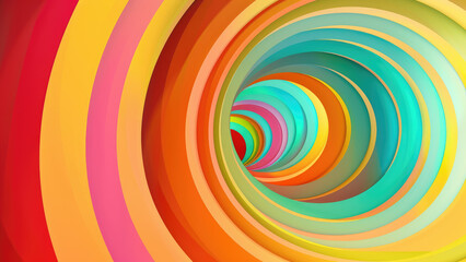 Colorful Spiral of Overlapping Waves in Shades of Red, Yellow, and Blue