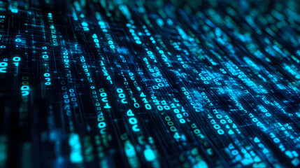 A blue and green image of binary code