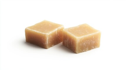 Two Organic Brown Soap Bars on a White Background Highlighting Cleanliness and Simplicity