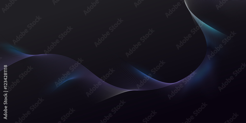Wall mural abstract glowing wave lines on dark background. dynamic wave pattern. modern wavy lines and futurist